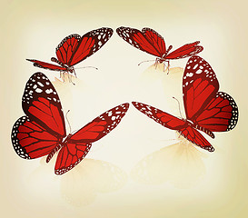 Image showing beauty butterflies. 3D illustration. Vintage style.