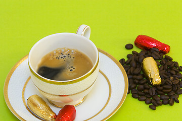 Image showing coffee beans and chocolates