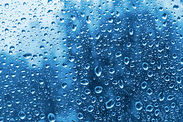 Image showing Water drops on glass