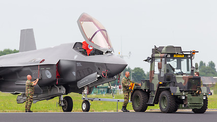Image showing LEEUWARDEN, NETHERLANDS - JUNE 11 2016: F35 Joint Strike Fighter
