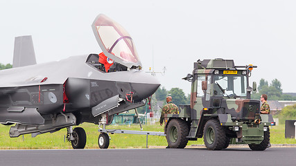 Image showing LEEUWARDEN, NETHERLANDS - JUNE 11 2016: F35 Joint Strike Fighter