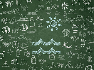 Image showing Vacation concept: Beach on School board background