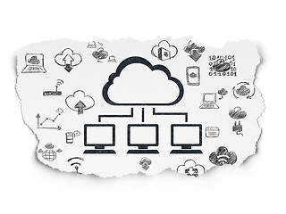 Image showing Cloud computing concept: Cloud Network on Torn Paper background