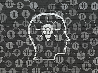 Image showing Business concept: Head With Lightbulb on wall background