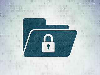 Image showing Finance concept: Folder With Lock on Digital Data Paper background