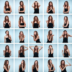 Image showing Set of young woman\'s portraits with different emotions