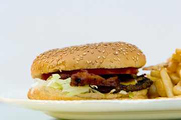 Image showing Baconburger and fries