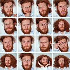 Image showing The young man funny face expressions composite on gray background