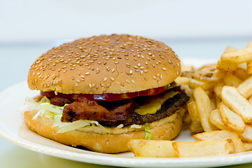 Image showing burger and fries