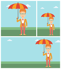 Image showing Business woman with umbrella vector illustration.