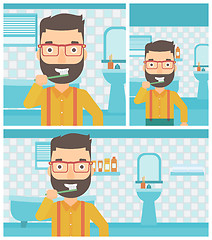 Image showing Man brushing teeth.