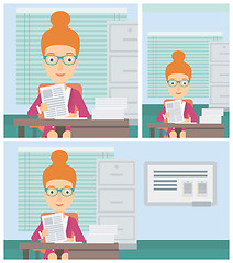 Image showing HR manager checking files vector illustration.