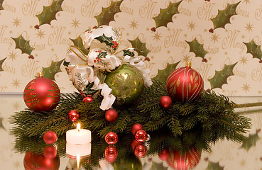 Image showing candle christmas bow