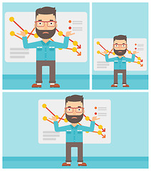 Image showing Businessman with decreasing chart.