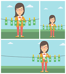 Image showing Woman loundering money vector illustration.