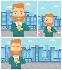 Image showing Man putting money in pocket vector illustration.