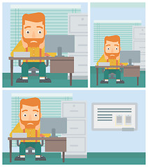 Image showing Tired man sitting in office vector illustration.