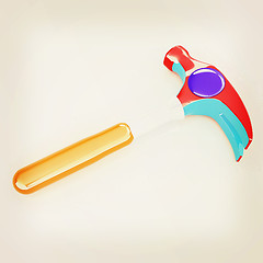 Image showing Hammer on white background . 3D illustration. Vintage style.