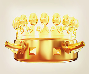 Image showing Gold crown isolated on white background . 3D illustration. Vinta