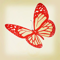 Image showing beauty butterfly. 3D illustration. Vintage style.