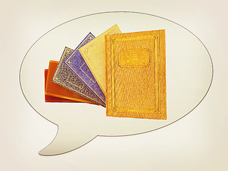 Image showing messenger window icon and book . 3D illustration. Vintage style.