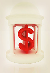 Image showing Dollar sign in rotunda . 3D illustration. Vintage style.