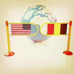 Image showing Three-dimensional image of the turnstile and flags of USA and Be