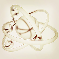 Image showing 3d atom. 3D illustration. Vintage style.