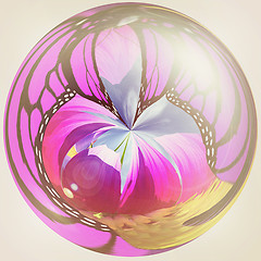 Image showing Shiny button. 3D illustration. Vintage style.