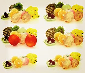 Image showing Set of citrus. 3D illustration. Vintage style.