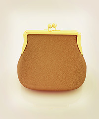 Image showing Leather purse. 3D illustration. Vintage style.