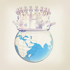 Image showing Fantastic crown on earth isolated on white background . 3D illus