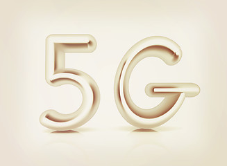 Image showing 5g modern internet network. 3d text . 3D illustration. Vintage s