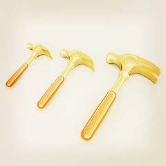 Image showing Hammer on white background . 3D illustration. Vintage style.