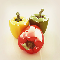 Image showing sweet pepper on white background . 3D illustration. Vintage styl