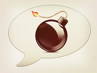 Image showing messenger window icon and black bomb burning. 3D illustration. V