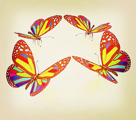 Image showing beauty butterflies. 3D illustration. Vintage style.