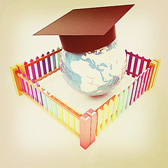 Image showing Global education concept in closed colorfull fence. Concept educ