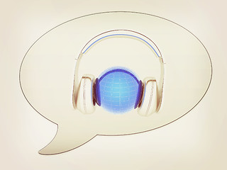 Image showing messenger window icon. 3d illustration of earth listening music 