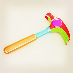 Image showing Hammer on white background . 3D illustration. Vintage style.