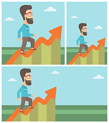 Image showing Businessman running along the growth graph.