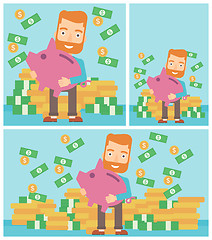 Image showing Businessman with piggy bank vector illustration.