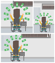 Image showing Successful businessman under money rain.