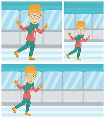 Image showing Woman ice skating vector illustration.