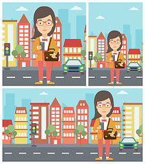 Image showing Woman using smartphone vector illustration.