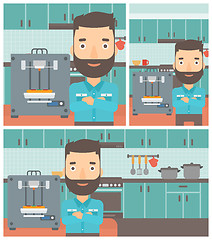 Image showing Man with three D printer vector illustration.