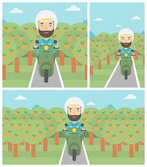 Image showing Man riding scooter vector illustration.