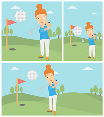 Image showing Golfer hitting the ball vector illustration.