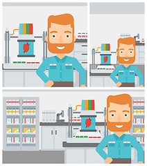 Image showing Man with three D printer vector illustration.