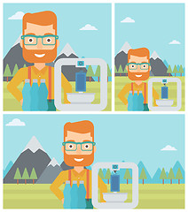 Image showing Man with three D printer vector illustration.